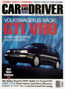 CAR & DRIVER 1994 SEPT - DIABLO, F355, BUGATTI, SALEEN
